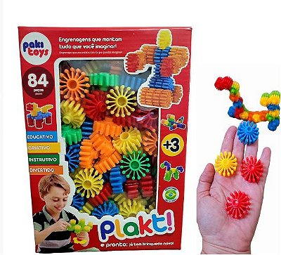 Brinquedo Montar Plakt Engrenagem Educativo Criativo 84 Pcs