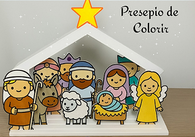 Presépio De Natal De Colorir Brinquedo Arte Decoração 15 Pçs