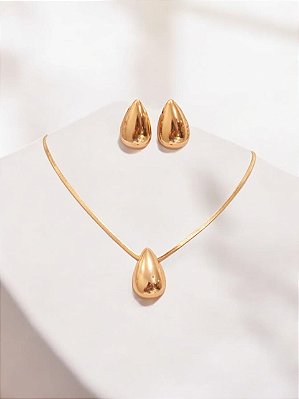 Conjunto Gota Fita Fina Banhado a Ouro 18k | Anaara's