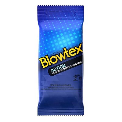 Preservativo Lubrificado Action Texturizado - estimula prazer feminino - 6 Unidades - Blowtex