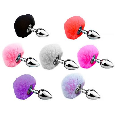 Plug Anal de Aço com Pompom - Tam P - Importado