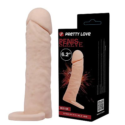 Capa Peniana Extensora CyberSkin com Anel para Escroto 16x3,8 cm - Pretty Love