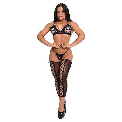 Conjunto Tule com Passa Fita e Meias - Tam. U - Sex Fire