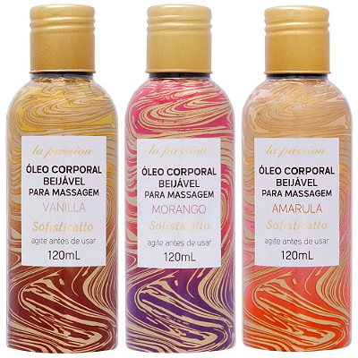 Óleo Corporal Beijável Para Massagem 120ml Linha Passion - Sofisticatto
