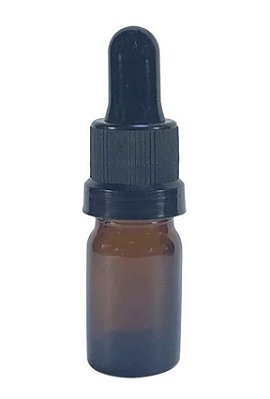 Frasco de Vidro Âmbar 5ml c/ Conta Gotas 1un