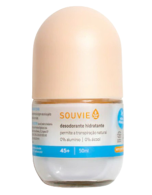 Souvie 45+ Desodorante Natural Orgânico Hidratante Sem Perfume Roll-on 50ml