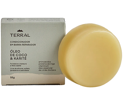 Terral Natural Condicionador em Barra Reparador com Óleo de Coco e Karité 55g
