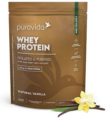 Puravida Whey Protein 100% Isolado Natural Vanilla 450g