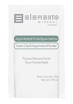 Elemento Mineral Argila Verde e Pó de Água Marinha Máscara Facial 30g