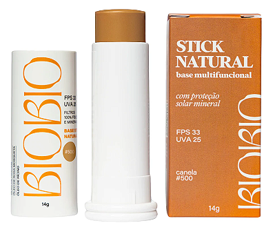 BioBio Stick Natural Cor #500 Canela FPS 33 - Base Multifuncional com Proteção Solar 14g