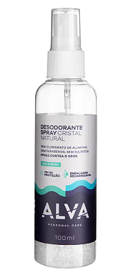 Alva Desodorante Spray Cristal Natural Sem Cheiro Recarregável 100ml