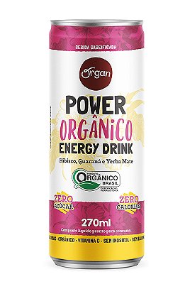 Organ Bebida Orgânica Power Energy Drink Sabor Hibisco Zero Açúcar 270ml