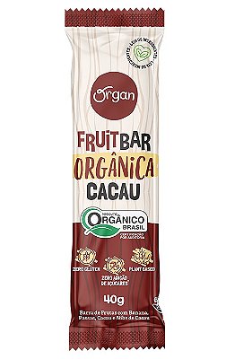 Organ Fruitbar - Barra de Frutas Orgânica Sabor Cacau 40g