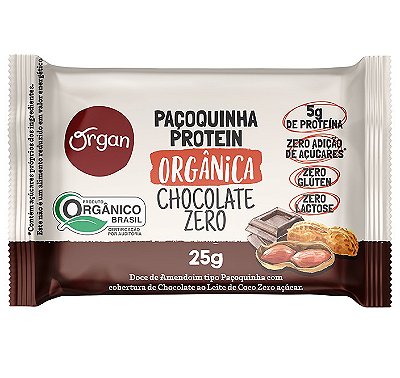 Organ Paçoquinha Protein Orgânica Chocolate Zero 25g