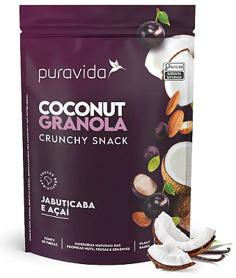 Puravida Coconut Granola Jabuticaba e Açaí Crunchy Snack 180g