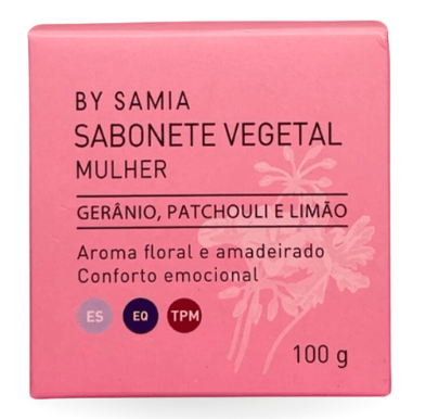 By Samia Mulher Sabonete Vegetal em Barra com Gerânio 100g