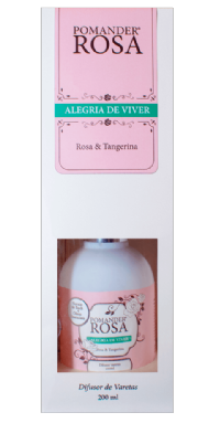 Pomander Rosa Alegria de Viver com Tangerina Difusor Varetas 200ml