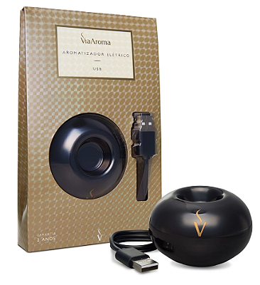 Via Aroma Aromatizador Elétrico de Porcelana USB Black 1un