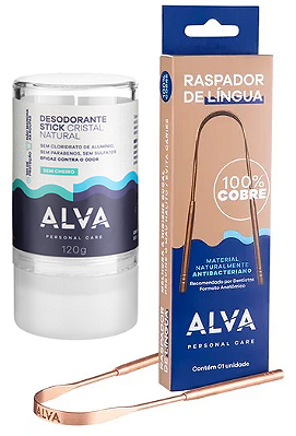 Alva KIT Desodorante Stick Cristal + Raspador de Língua