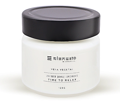 Elemento Mineral Vela Vegetal Time To Relax - Lavanda, Laranja e Lemongrass 125g