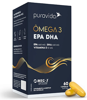 Puravida Ômega 3 EPA DHA - Suplemento em Cápsulas