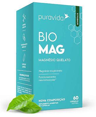 Puravida Bio Mag - Magnésio Quelato - Suplemento em Cápsulas - 60 caps