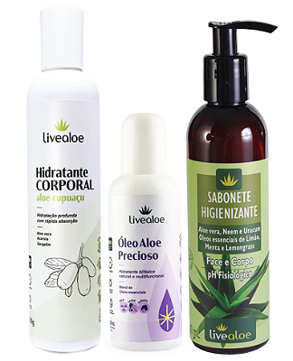 Livealoe KIT - Sabonete + Hidratante + Óleo de Massagem