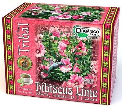 Tribal Brasil Chá de Erva Mate Hibiscus Lime Orgânico Caixa 15 Sachês