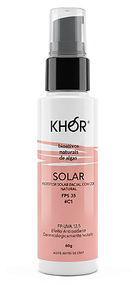 Khor Protetor Solar Facial Natural e Vegano FPS 35 - Com Cor #C1 60g