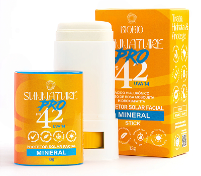 BioBio Protetor Solar Físico e Mineral FPS 42 em Bastão Sunnature Pro 13g