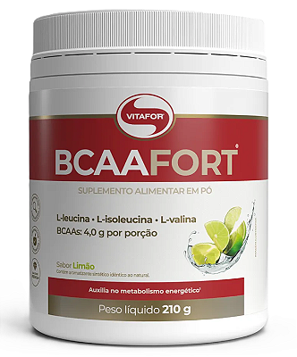 Vitafor BCAA Fort em Pó Sabor Limão - Leucina, Isoleucina e Valina 210g