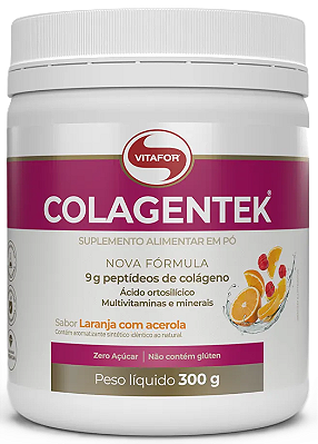 Vitafor Colagentek em Pó - Colágeno Hidrolisado Sabor Laranja com Acerola 300g