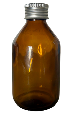Frasco de Vidro Âmbar 120ml c/ Tampa Prata 1un
