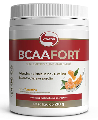 Vitafor BCAA Fort em Pó Sabor Tangerina - Leucina, Isoleucina e Valina 210g