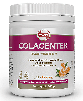 Vitafor Colagentek em Pó - Colágeno Hidrolisado Sabor Tangerina 300g
