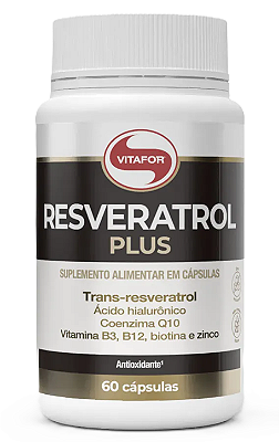 Vitafor Resveratrol Plus em Cápsulas c/ Ácido Hialurônico e Coenzima Q10 - 60 caps