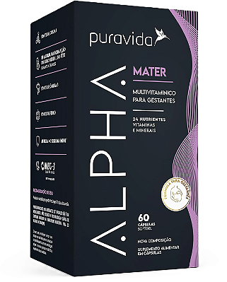 Puravida Alpha Mater em Cápsulas - Multivitamínico Para Gestantes - 60 caps