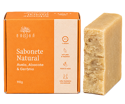 Baobá Sabonete em Barra Aveia, Abacate, Gerânio e Patchouli 110g