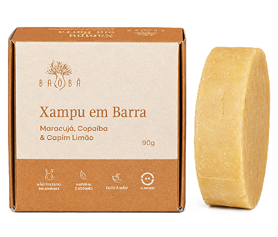Baobá Xampu em Barra Cabelos Normais a Secos com Maracujá e Copaíba 90g