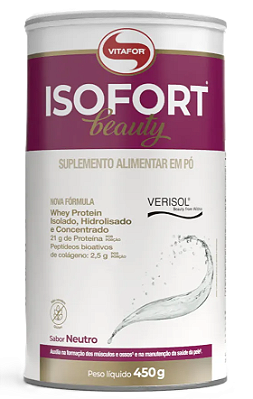 Vitafor Isofort Beauty em Pó Neutro - Whey Protein e Peptídeos de Colágeno 450g