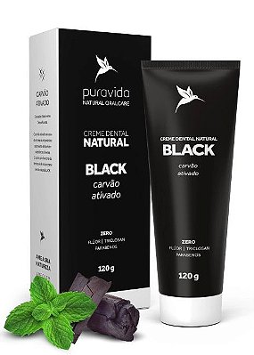 Puravida Creme Dental Natural Black - Carvão Ativado e Hortelã 120g