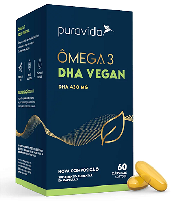 Puravida Ômega 3 VEGAN DHA (430mg) - Suplemento em Cápsulas - 60 caps