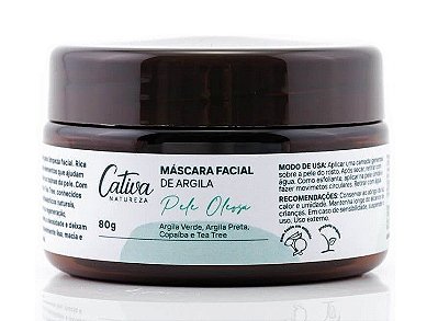 Cativa Natureza Pele Oleosa Máscara Facial de Argila 80g