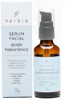 Herbia Sérum Facial Revitalizante Ácido Hialurônico, Café Verde e Rosa Mosqueta 50g