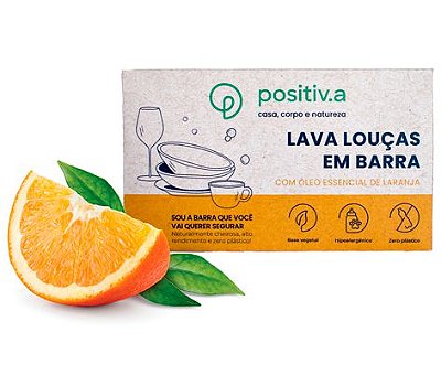 Positiv.a Lava Louças em Barra Laranja 100g