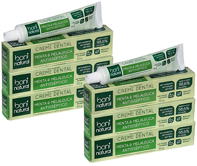 Boni Natural Kit Creme Dental Menta e Melaleuca Sem Flúor 6un