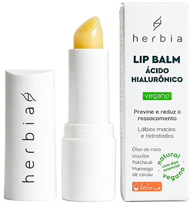 Herbia Lip Balm Incolor com Ácido Hialurônico e Manteiga de Cacau 3,4g