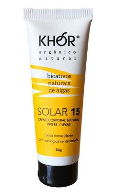 Khor Protetor Solar Facial Natural e Vegano FPS 15 UVA/UVB 50g