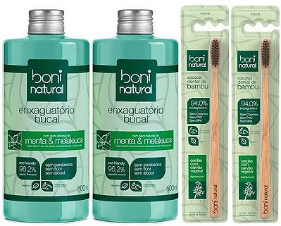 Boni Natural Kit Higiene Bucal - Enxaguatório + Escova de Dente
