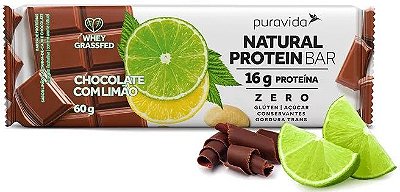 Puravida Natural Protein Bar - Barrinha de Proteína Chocolate com Limão 60g